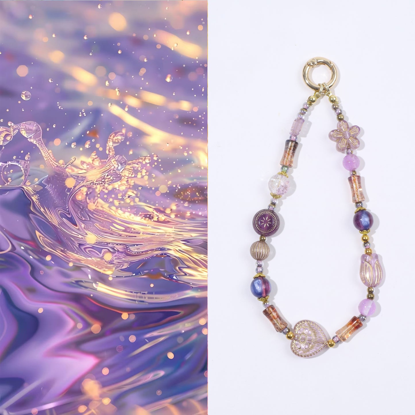 Purple and Gold Wave Phone Chain Kit