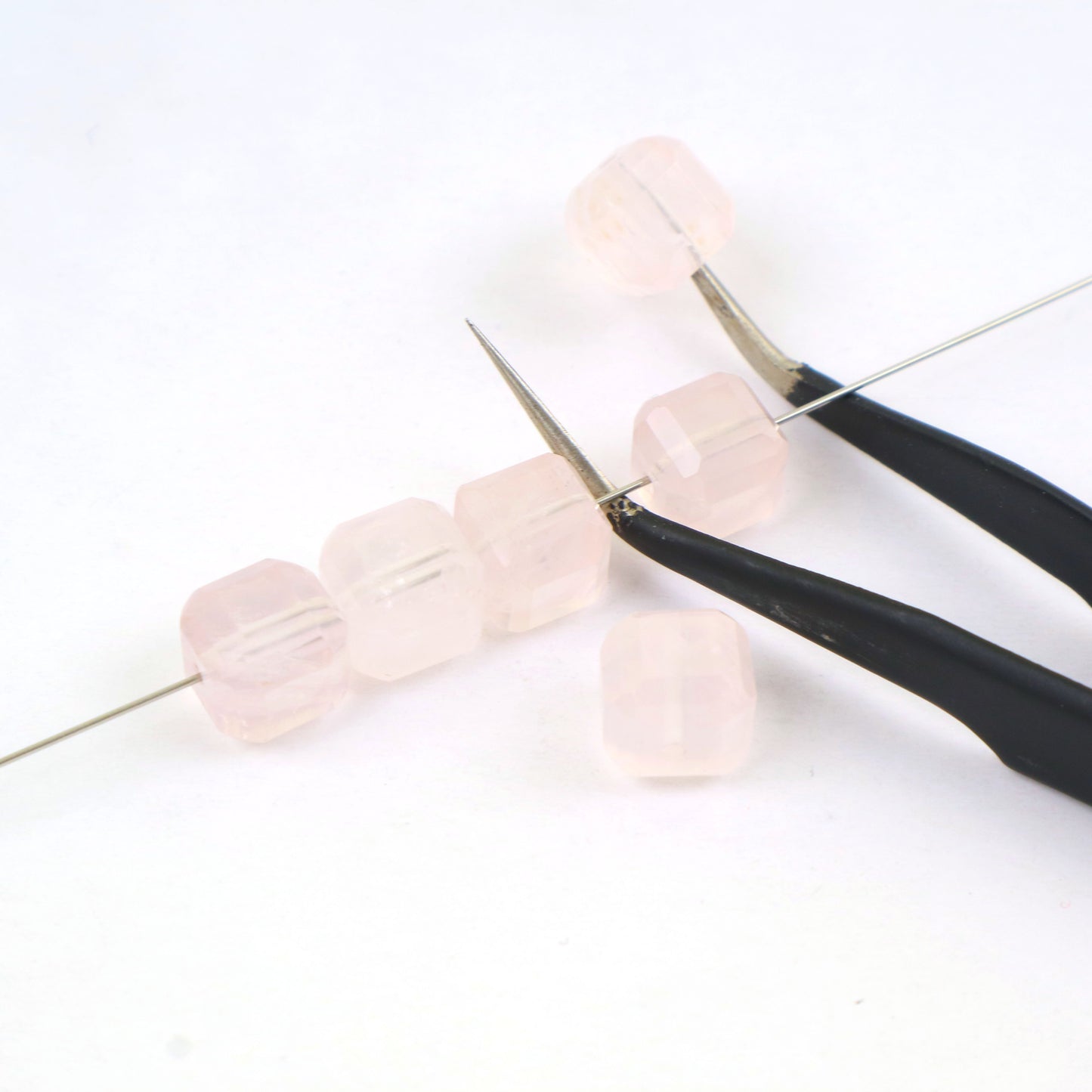 Rose Quartz Beads- Cube 8mm Around 10pcs