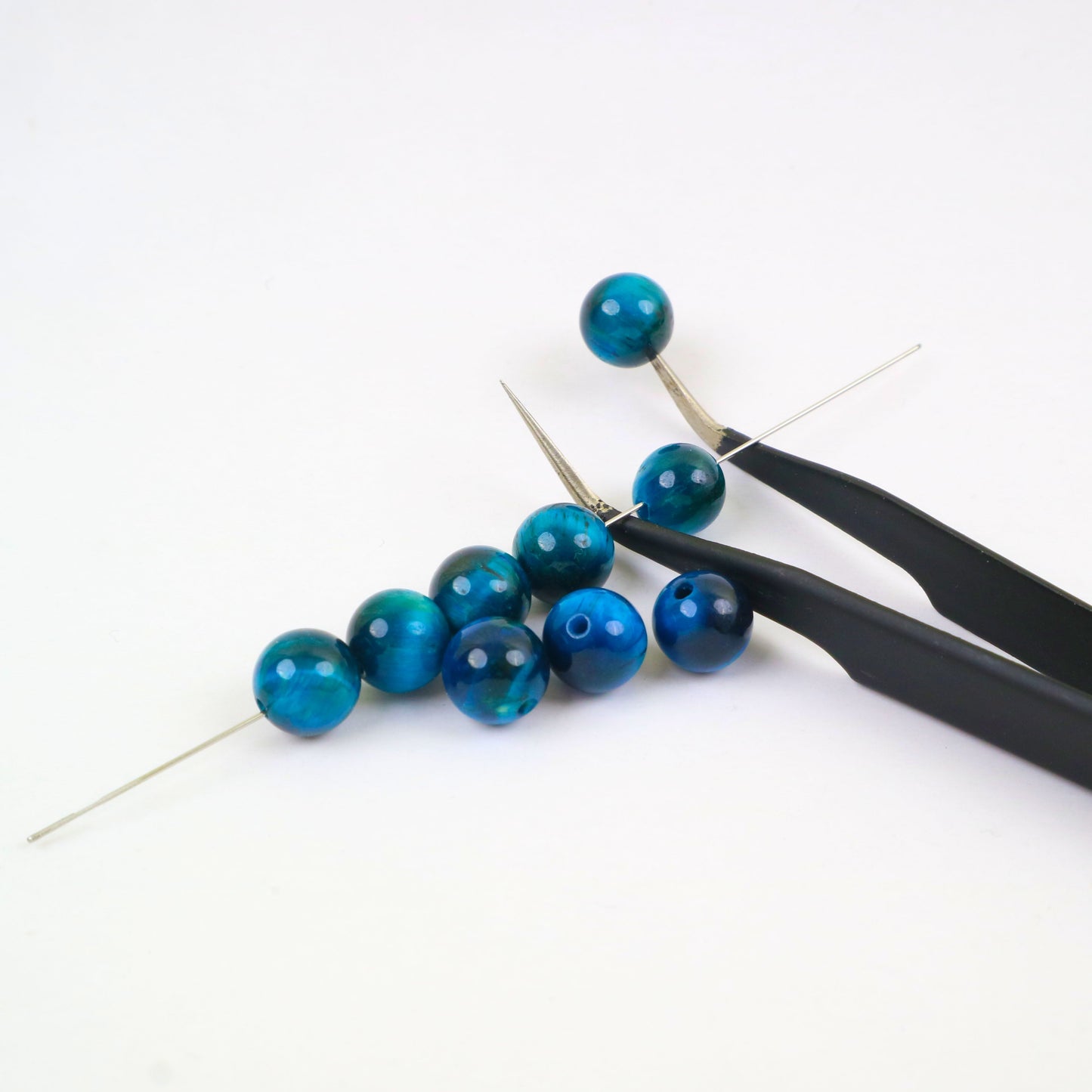 Blue Tiger Eye Beads-Ball 8mm Around 13pcs