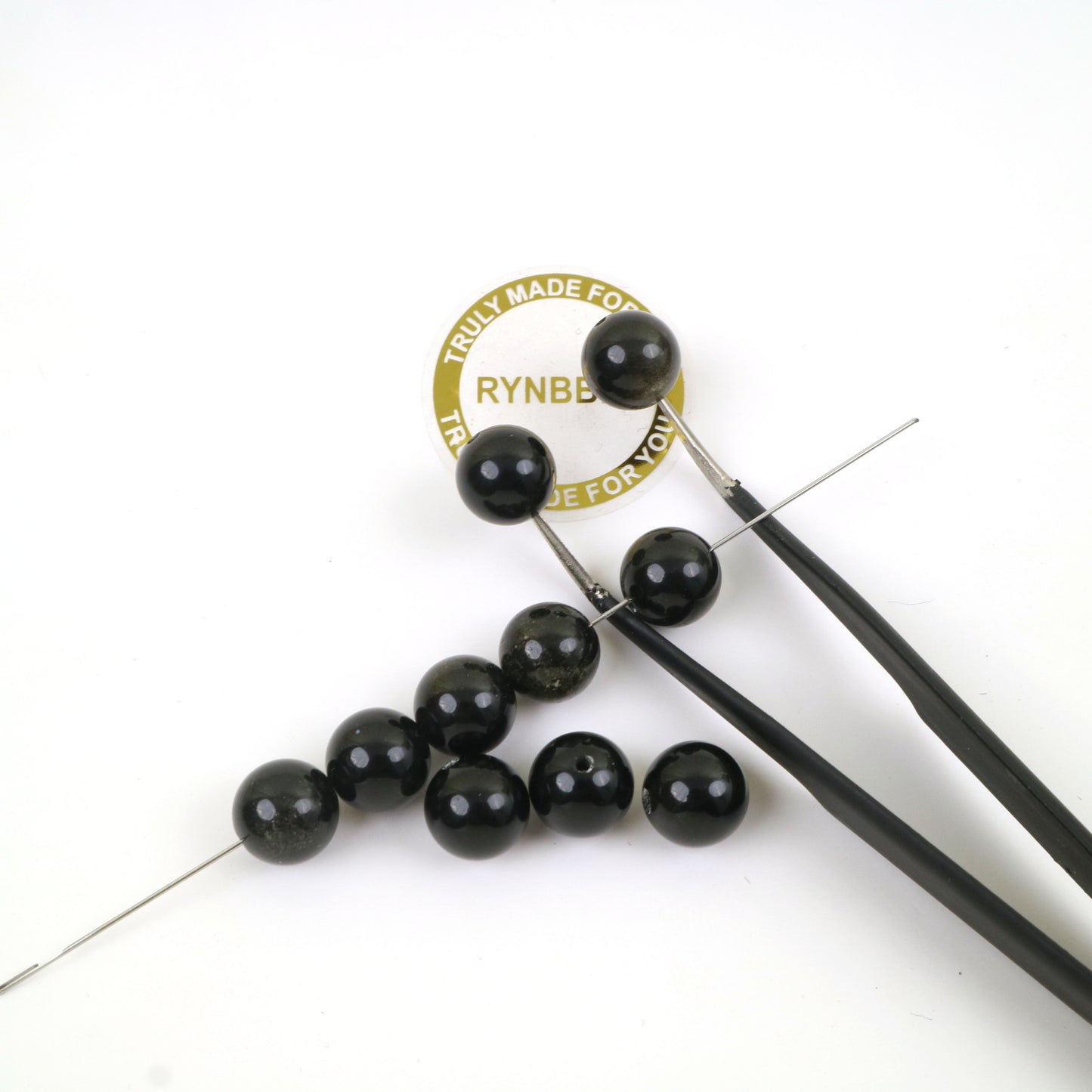 Golden Obsidian Beads-Ball 8mm Around 13pcs