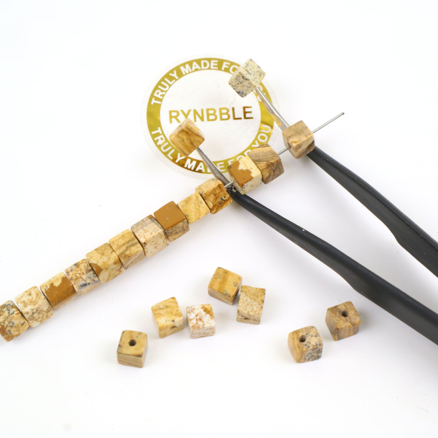 Picture Jasper Beads - Cube 4mm around 50pcs