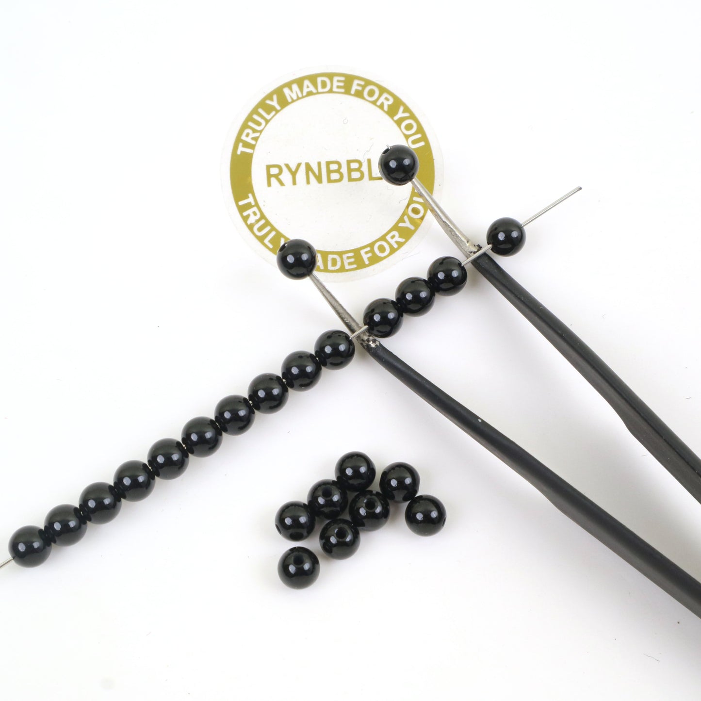 Black Agate Beads-Ball 4mm Around 90pcs