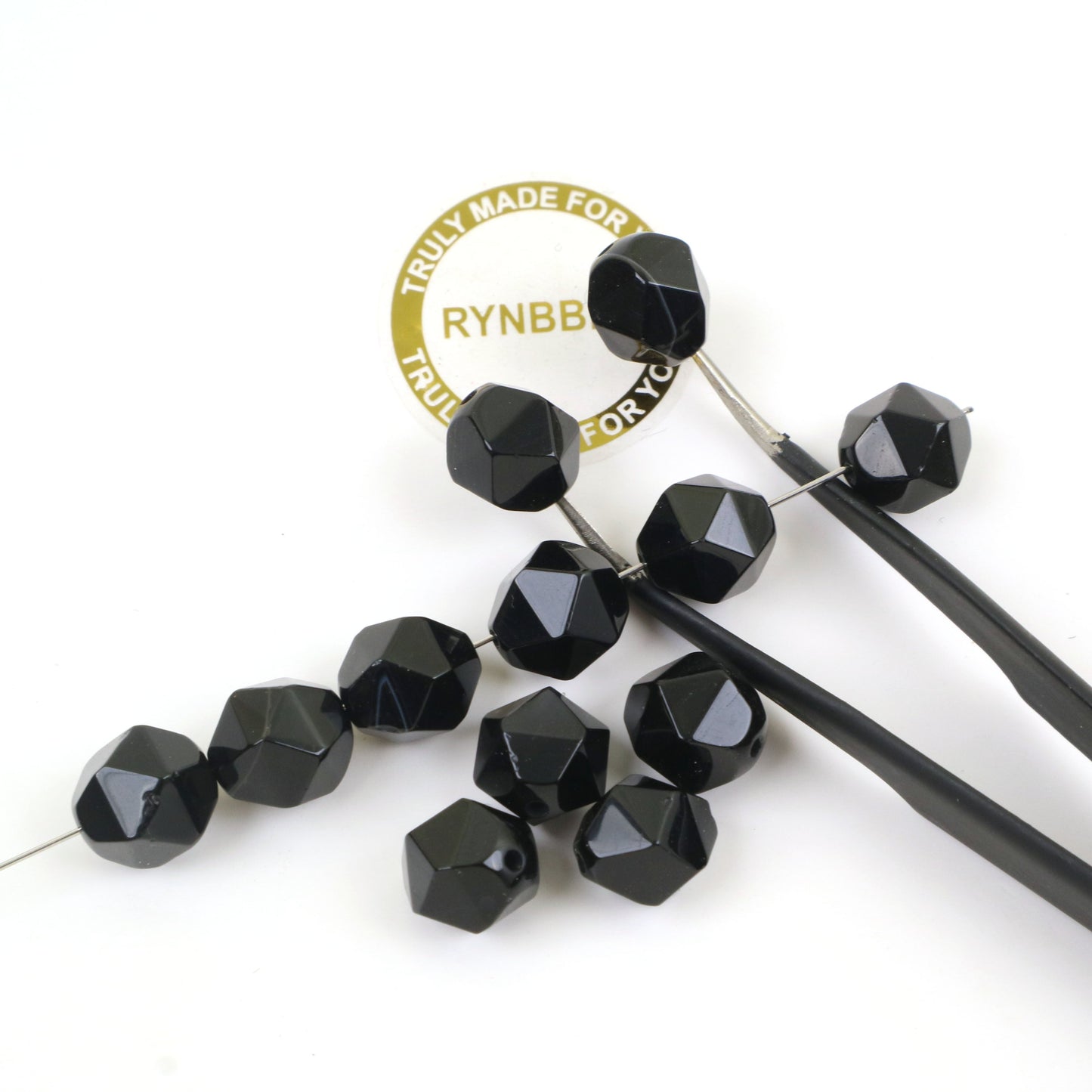 Black Agate Beads-Slice 10mm Around 10pcs