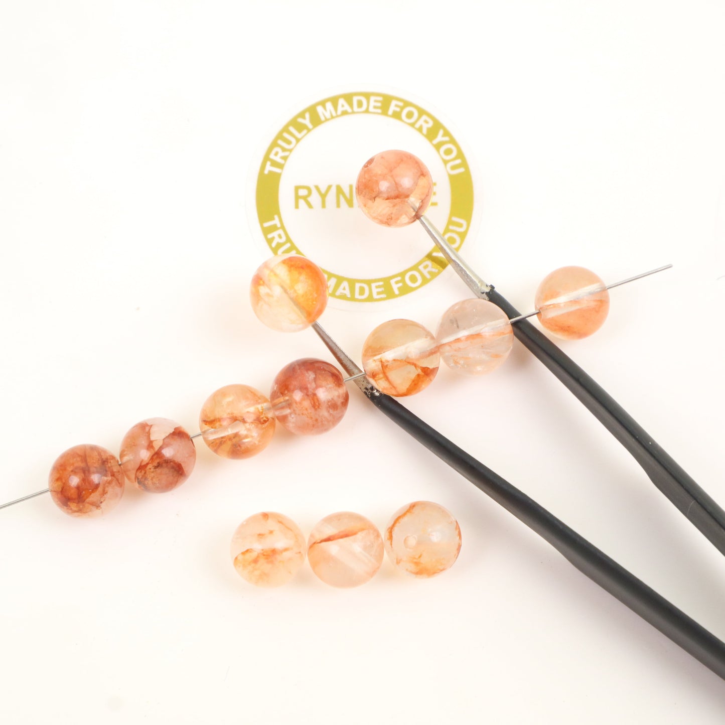 Cherry Blossom Agate Beads - Ball 7mm Around 16pcs