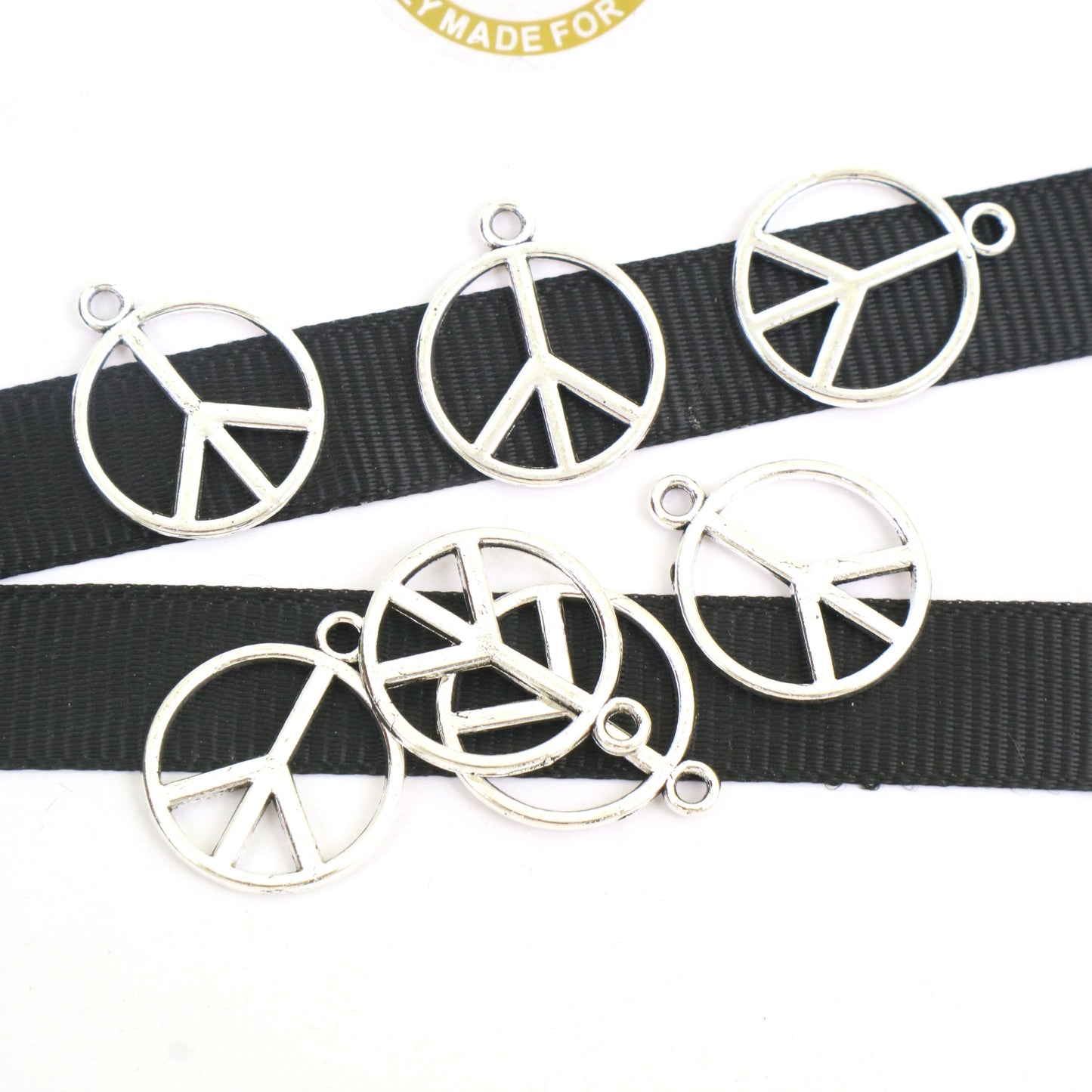 Silver Zinc Alloy - Peace Pendant 17mm Around 10pcs