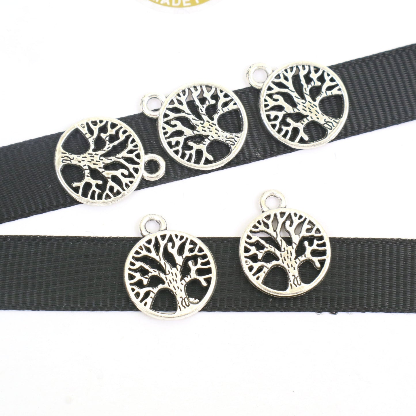 Silver Zinc Alloy - Tree Pendant 16mm Around 10pcs