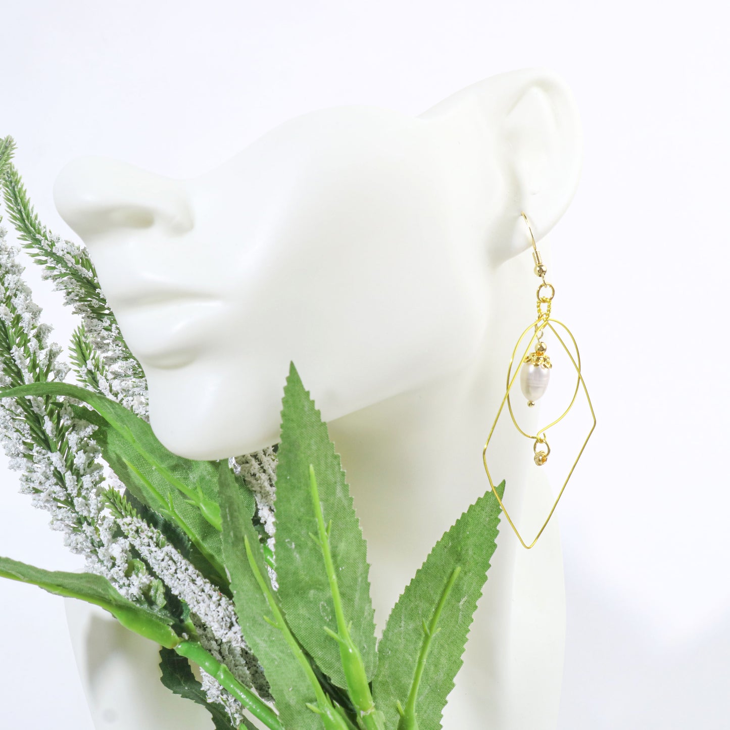 Square & Round Geometric Pearl Earrings