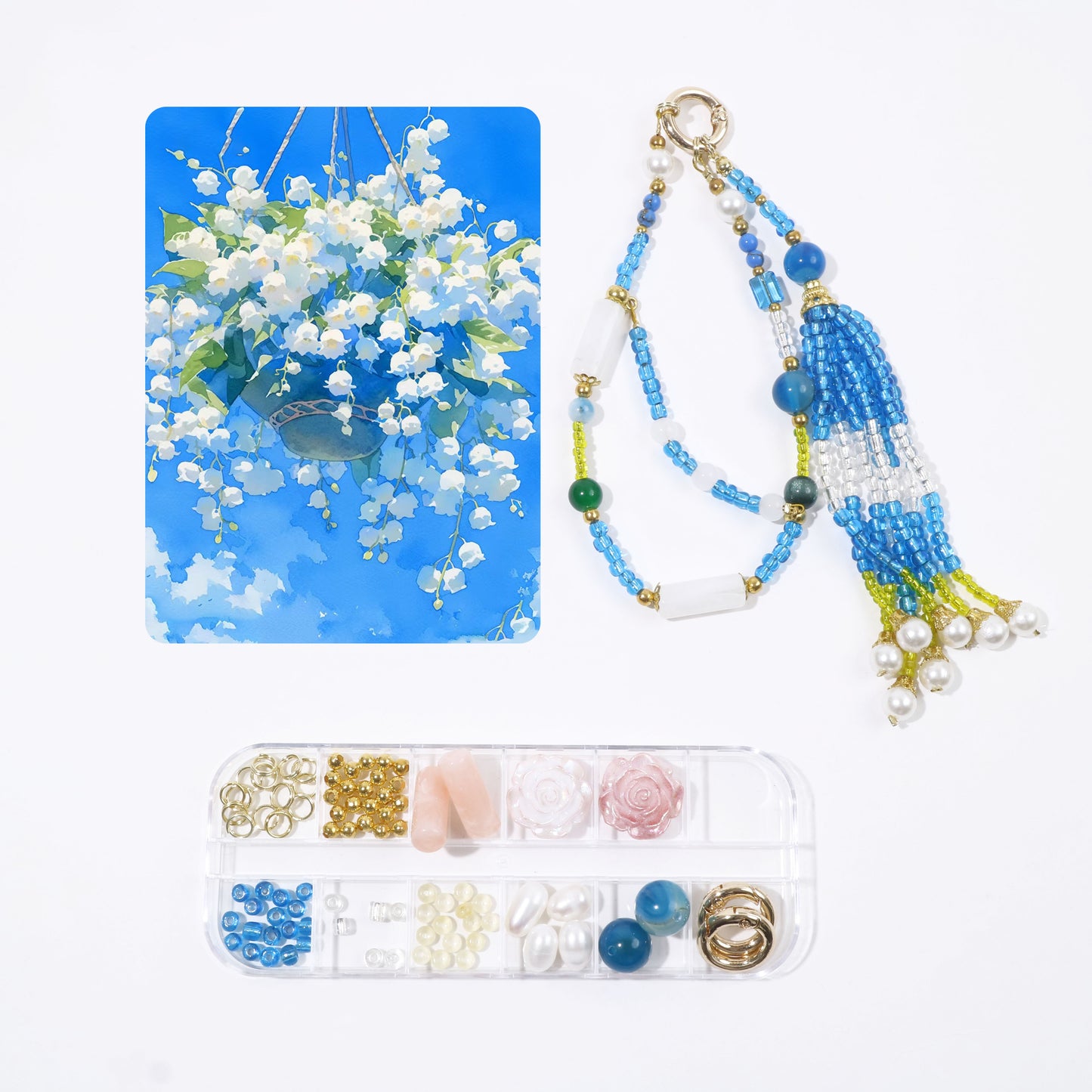 Blue Tassel Mobile Phone Chain Kit