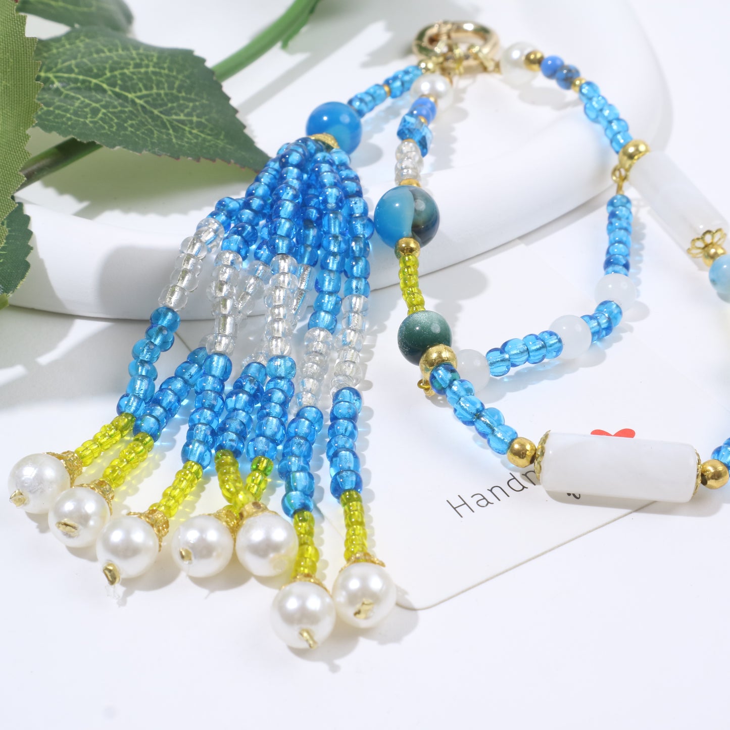 Blue Tassel Mobile Phone Chain Kit