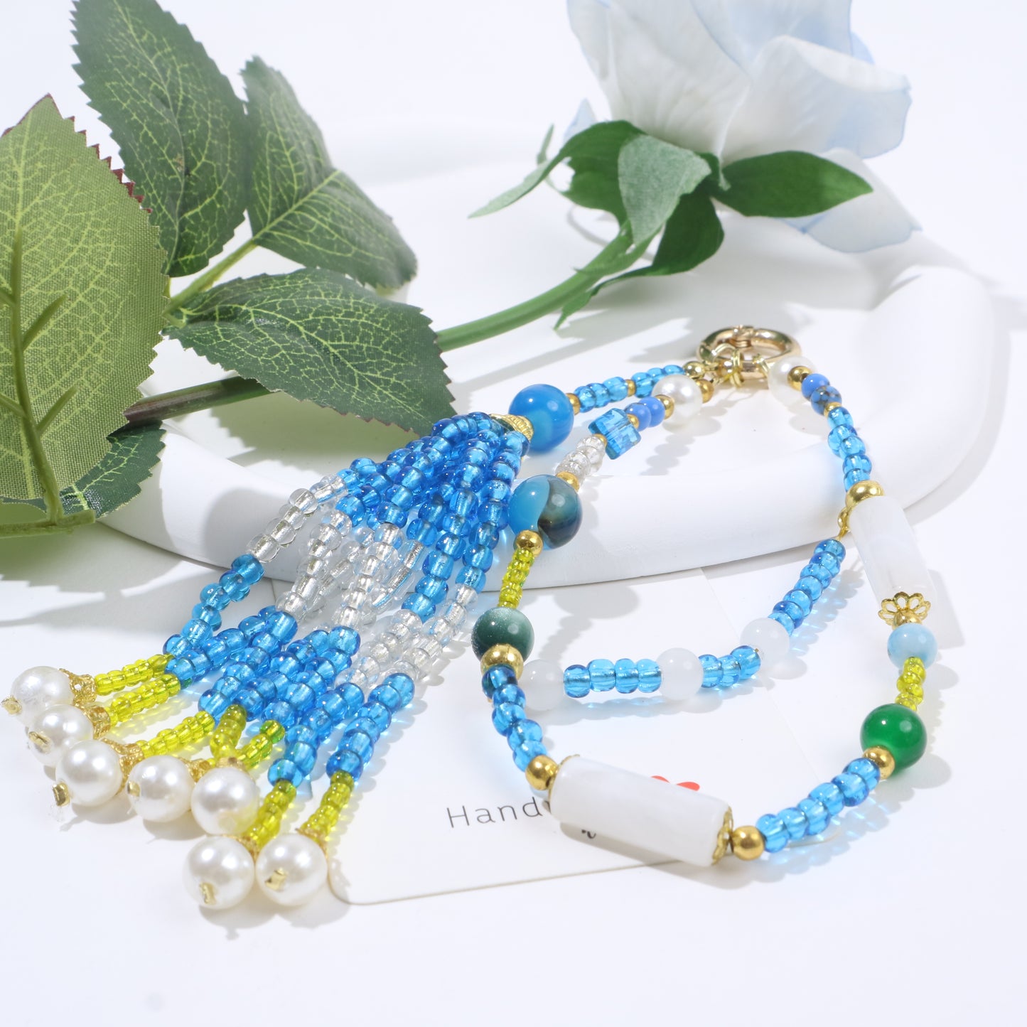 Blue Tassel Mobile Phone Chain Kit