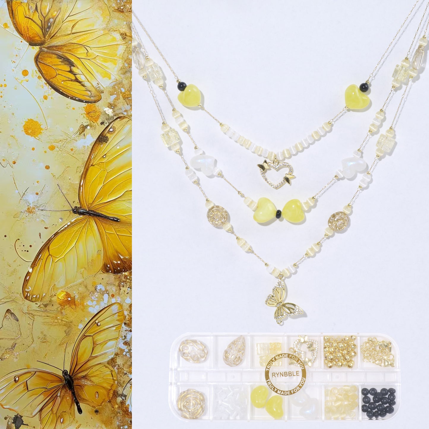 Gold Butterfly Stacking Necklace Kit