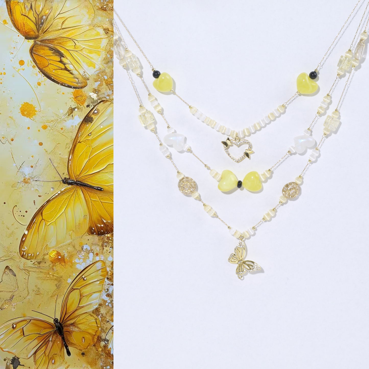 Gold Butterfly Stacking Necklace Kit