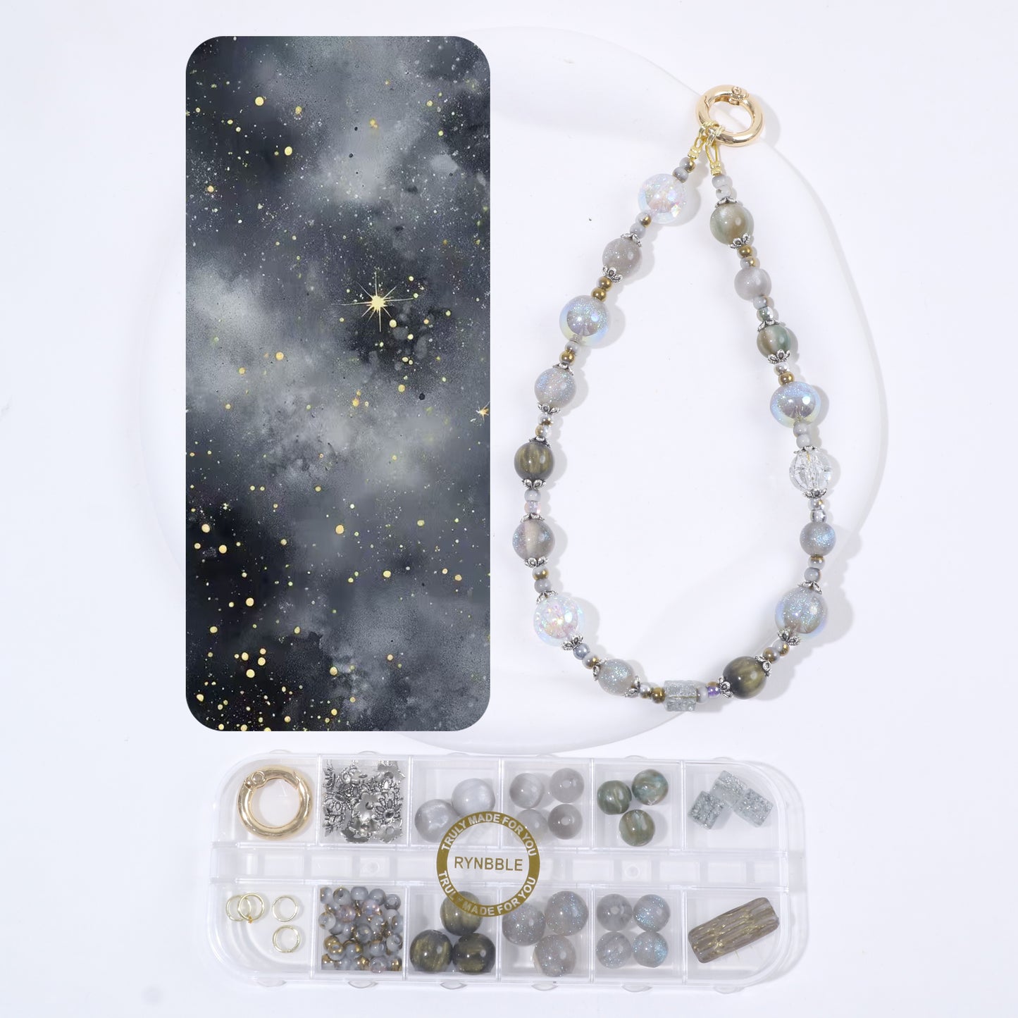 Starry Grey Phone Chain Kit