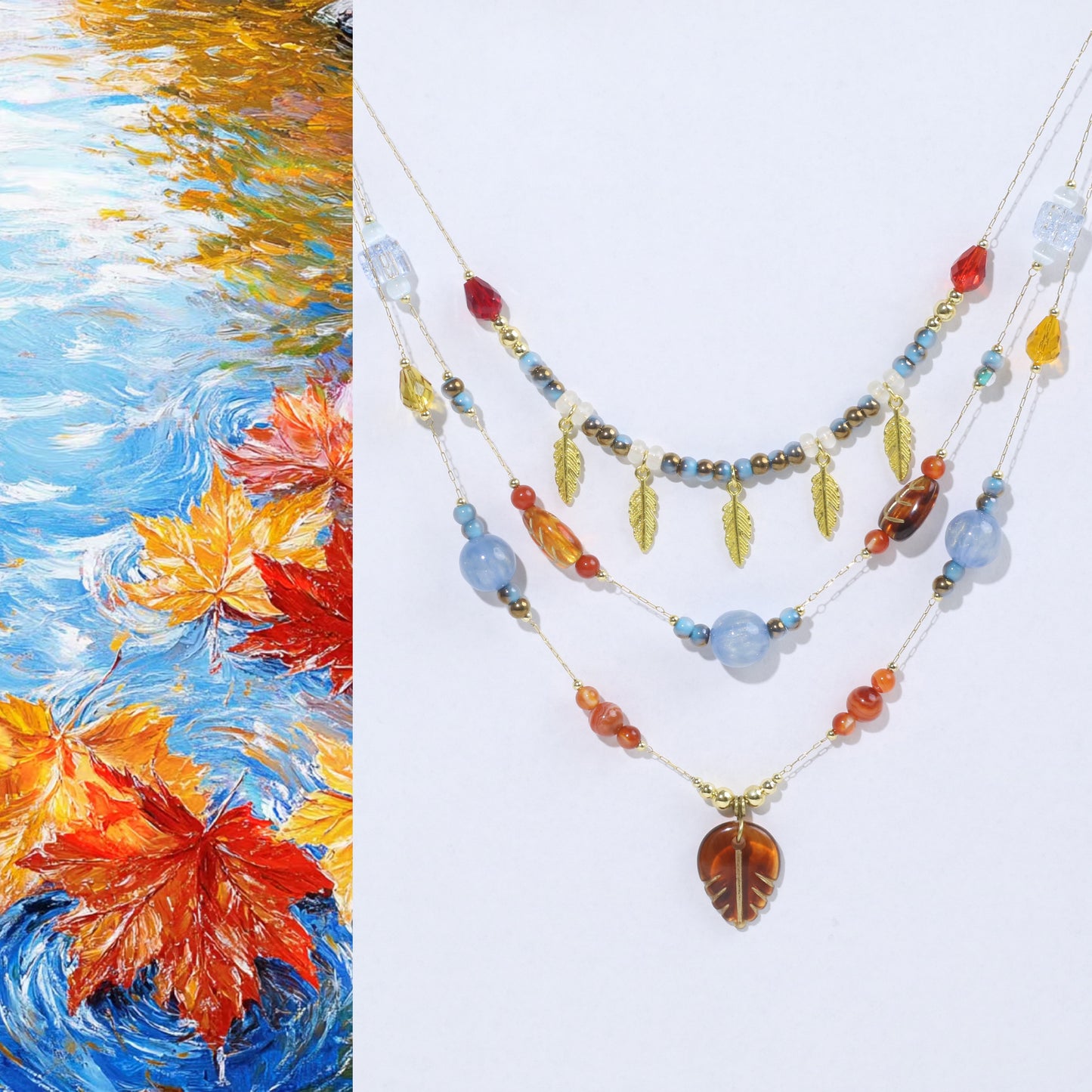 Red Maple Leaf Stacking Necklace Kit