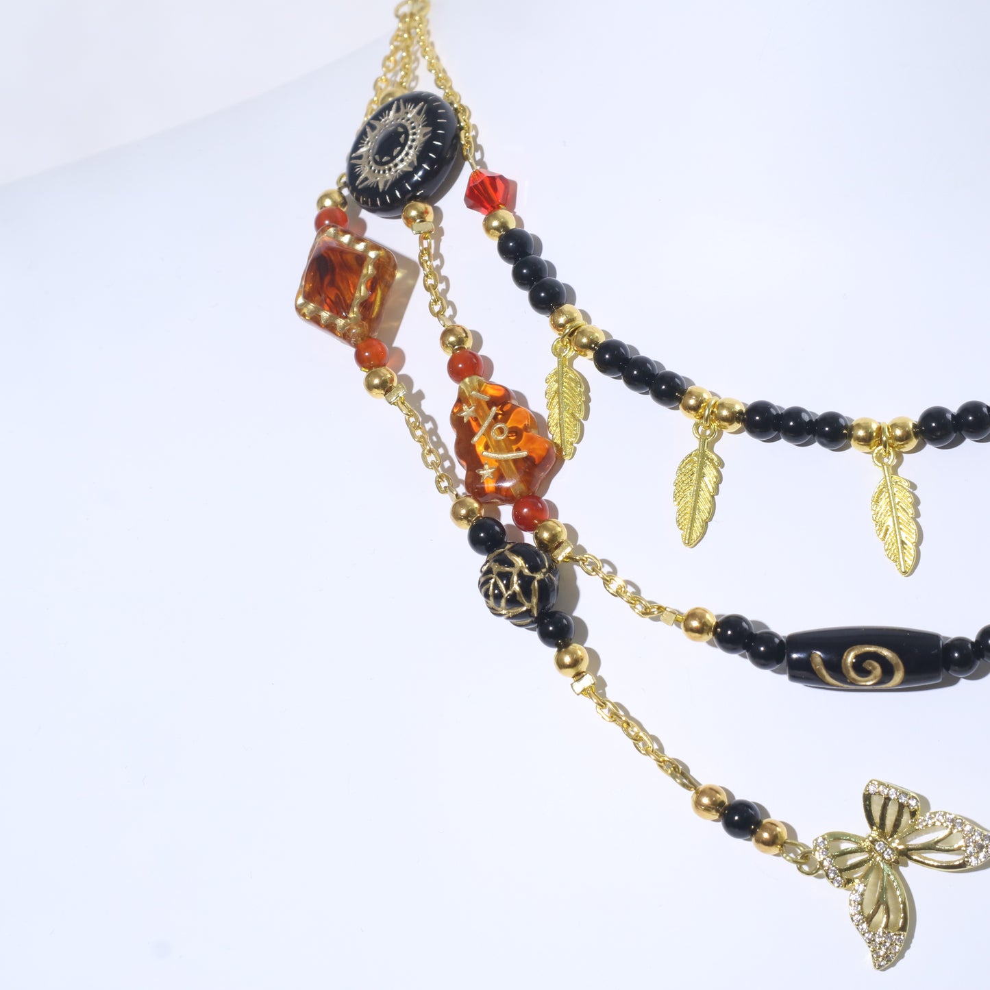 Blackened Butterfly Layered Necklace and Bag Chain 2-in-1 Chain Kit