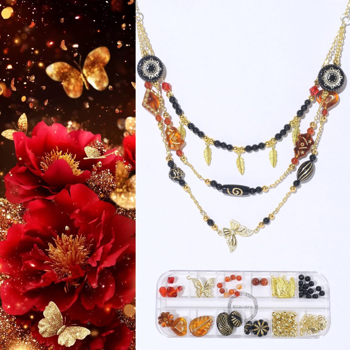 Blackened Butterfly Necklace and Bag Chain 2-in-1 Chain Kit