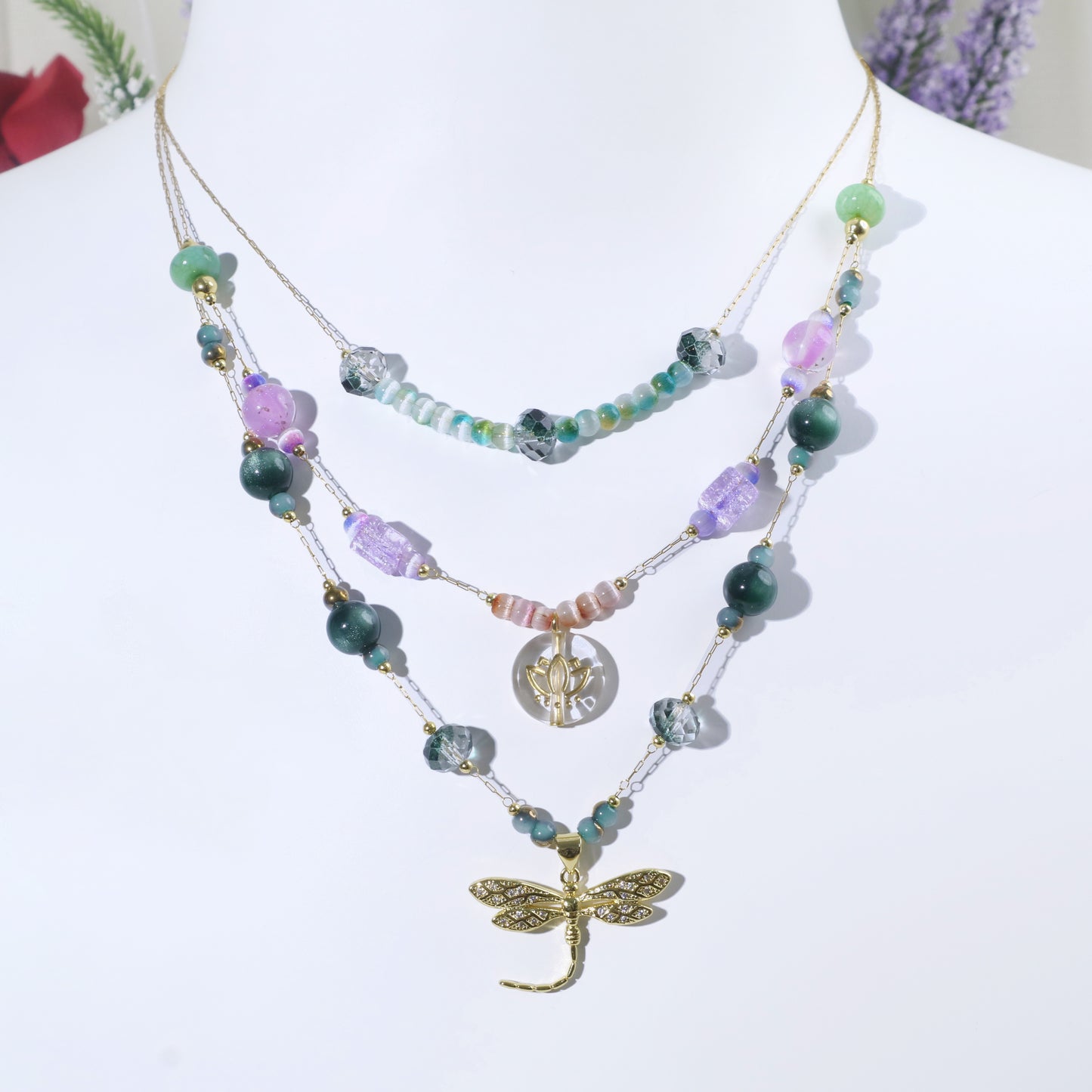 Water Lily Dragonfly Stacking Necklace Kit