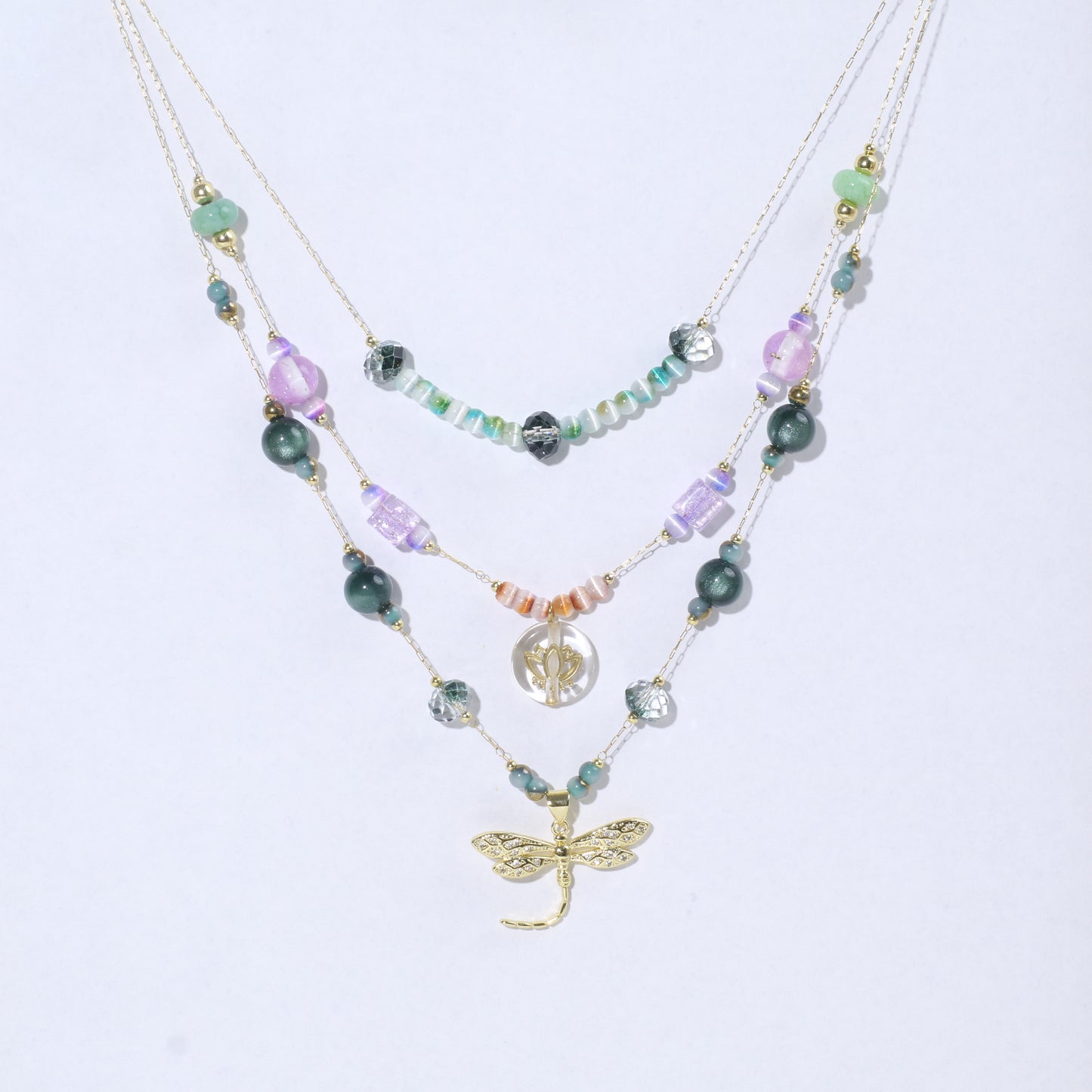 Water Lily Dragonfly Stacking Necklace Kit
