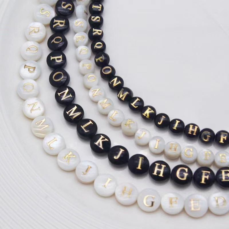 Shell Flat Beads- Letter 4*8mm Around 25pcs