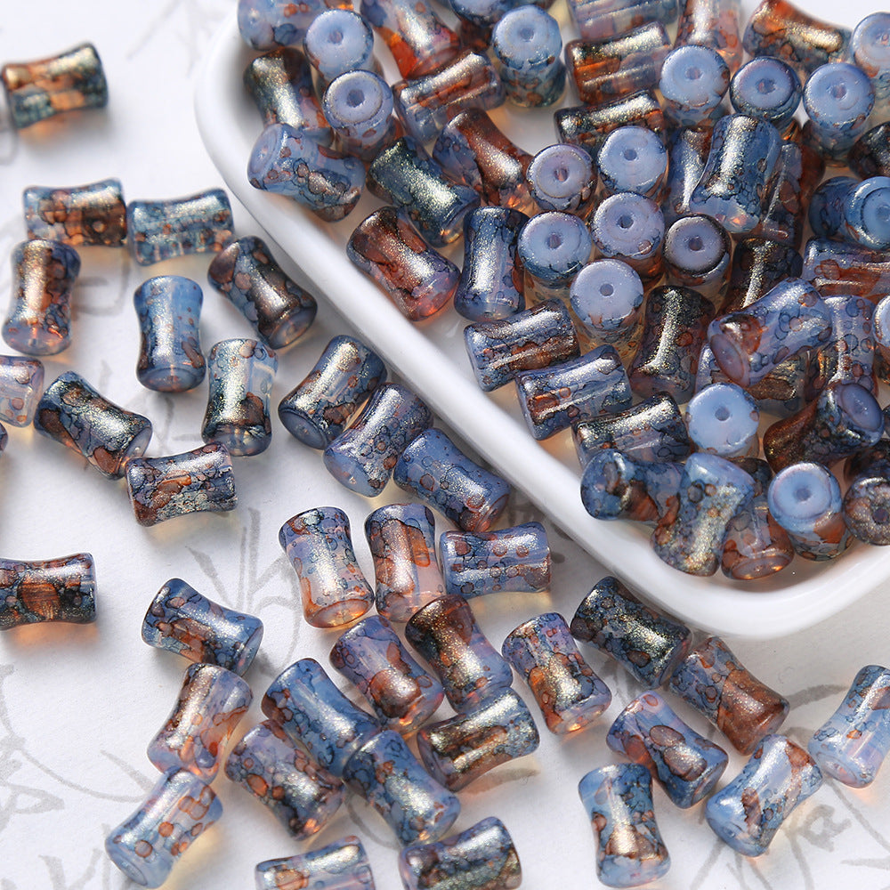 Deep Blue Ink-Diffused Beads