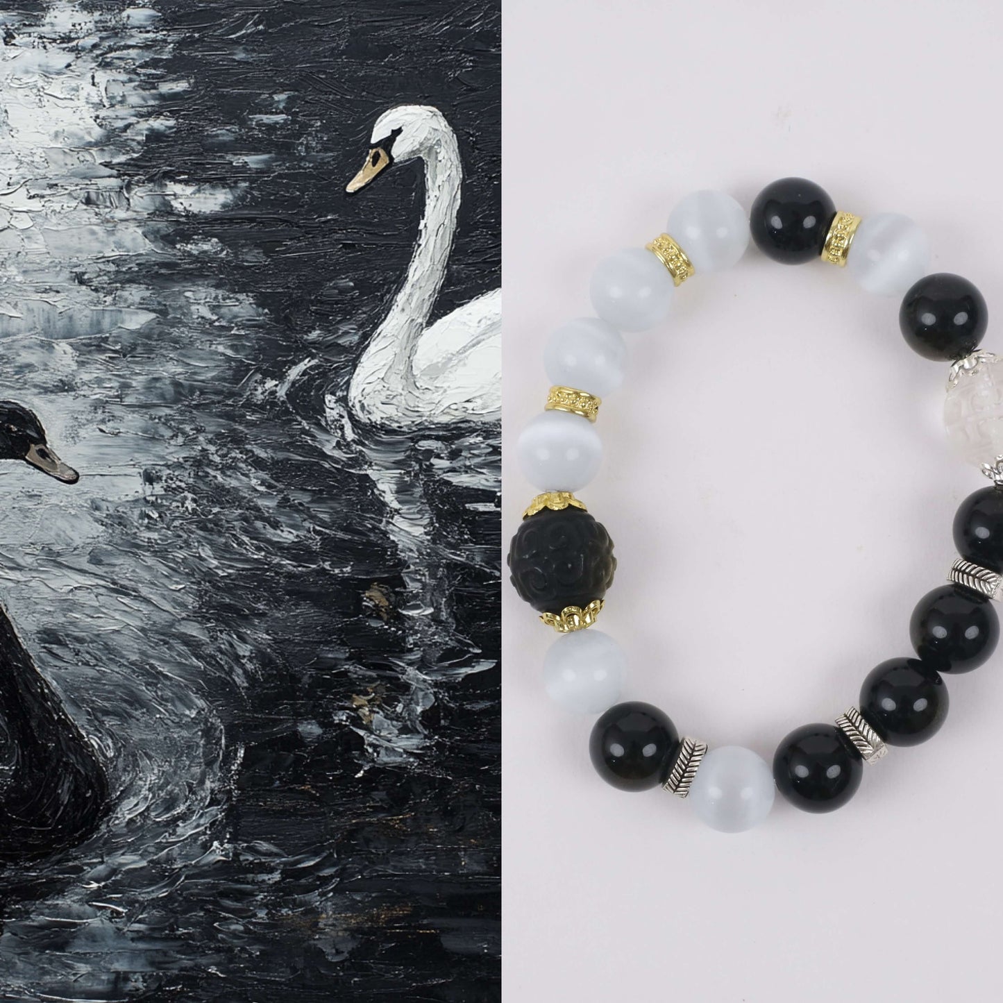 The Black And White Swan Bracelet  Kit