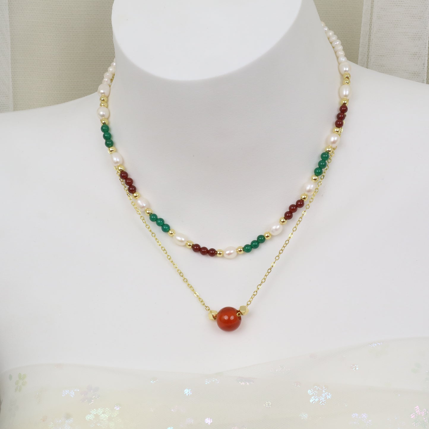 Red Ball Agate Necklace Kit