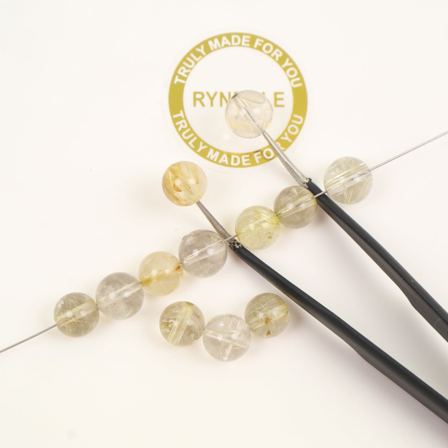 Golden Rutilated Quartz Beads-Ball 7mm Around 18pcs