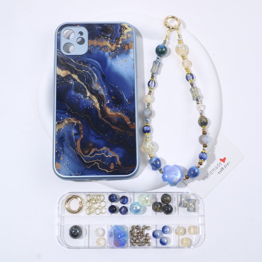 Lapis Lazuli Texture Phone Case and Phone Chain Kit