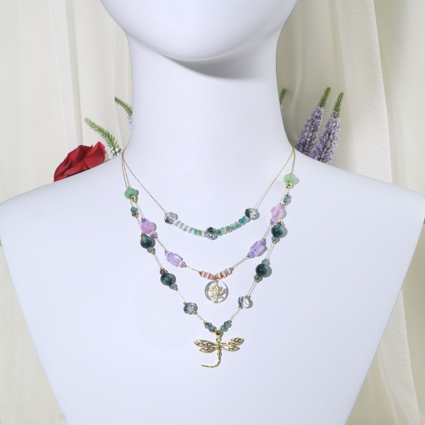 Water Lily Dragonfly Stacking Necklace Kit