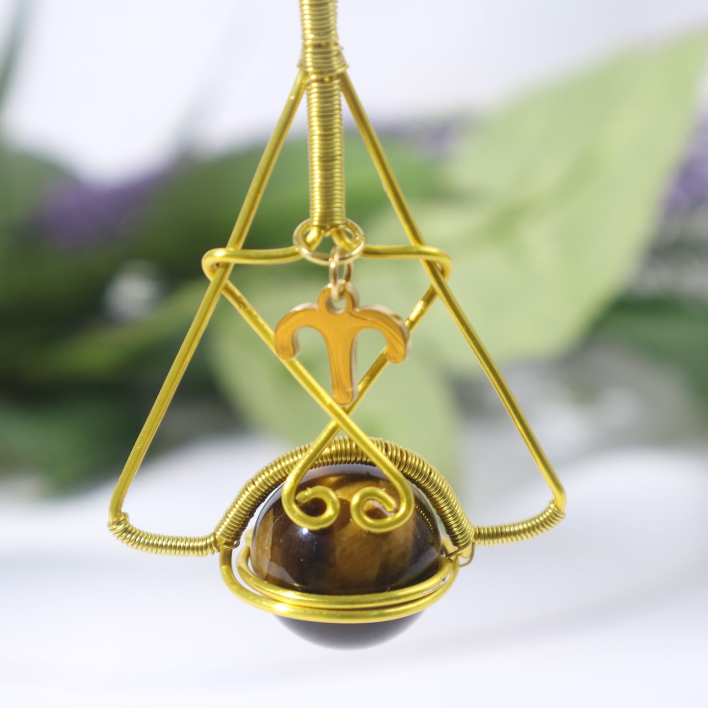 Customize Constellation, Wire Wrap Necklace, Natural Stone Beads, Trumpet Shape