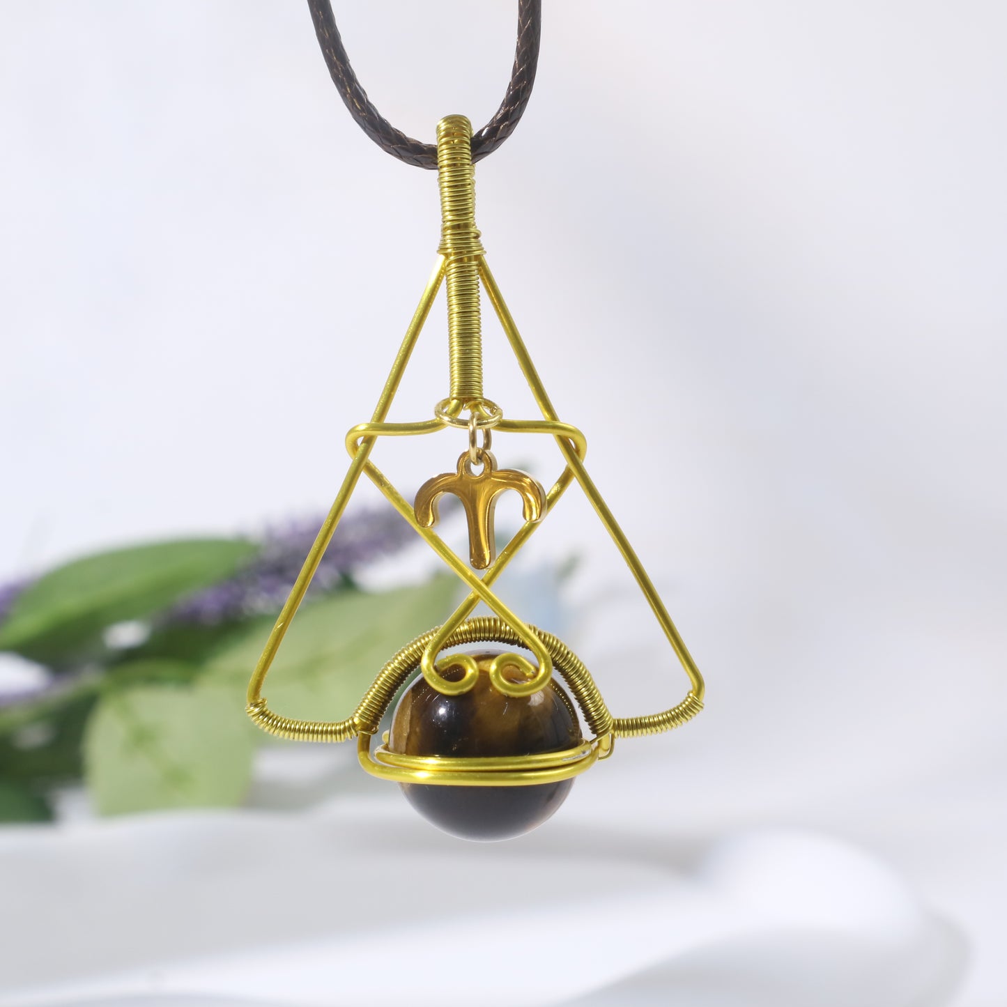 Customize Constellation, Wire Wrap Necklace, Natural Stone Beads, Trumpet Shape