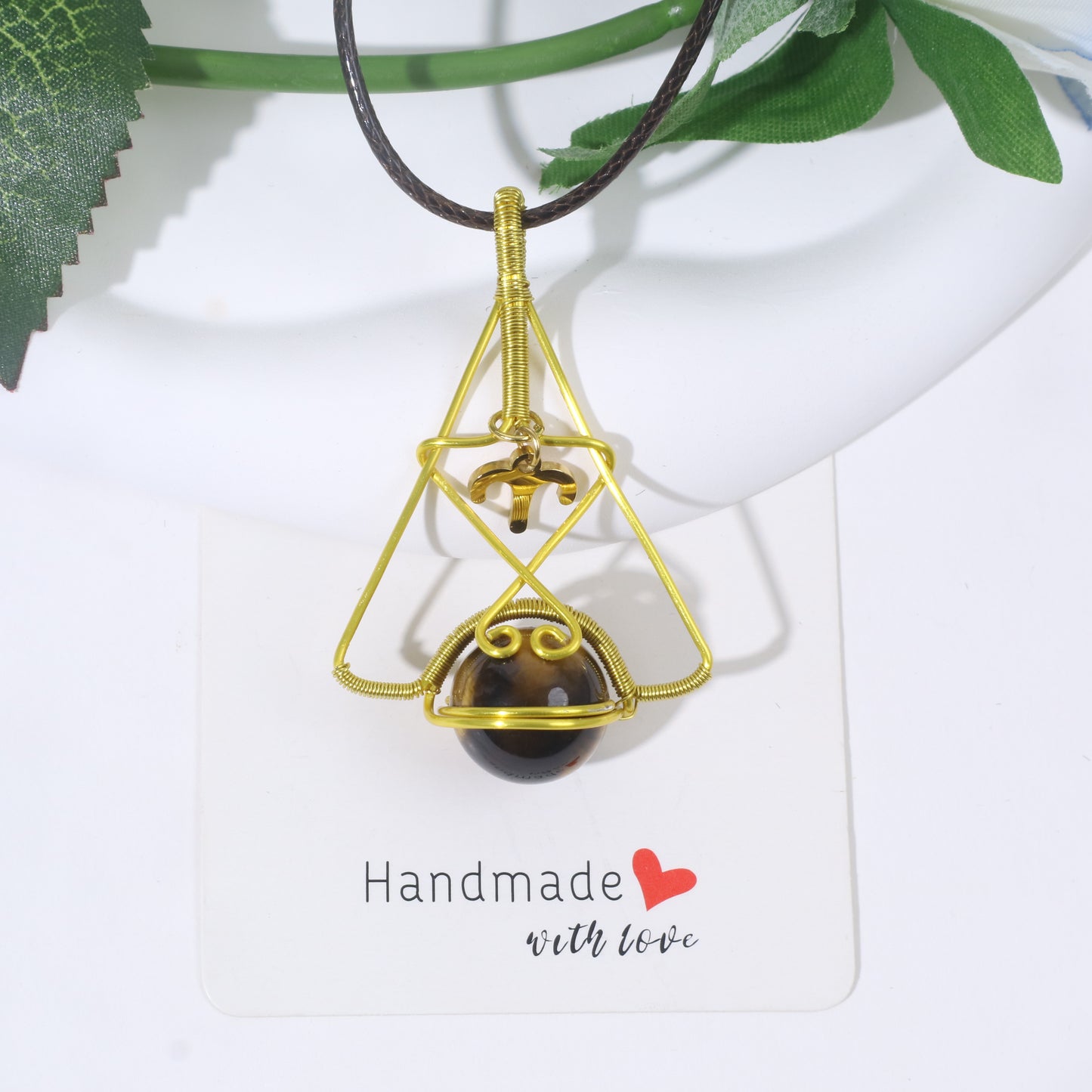 Customize Constellation, Wire Wrap Necklace, Natural Stone Beads, Trumpet Shape