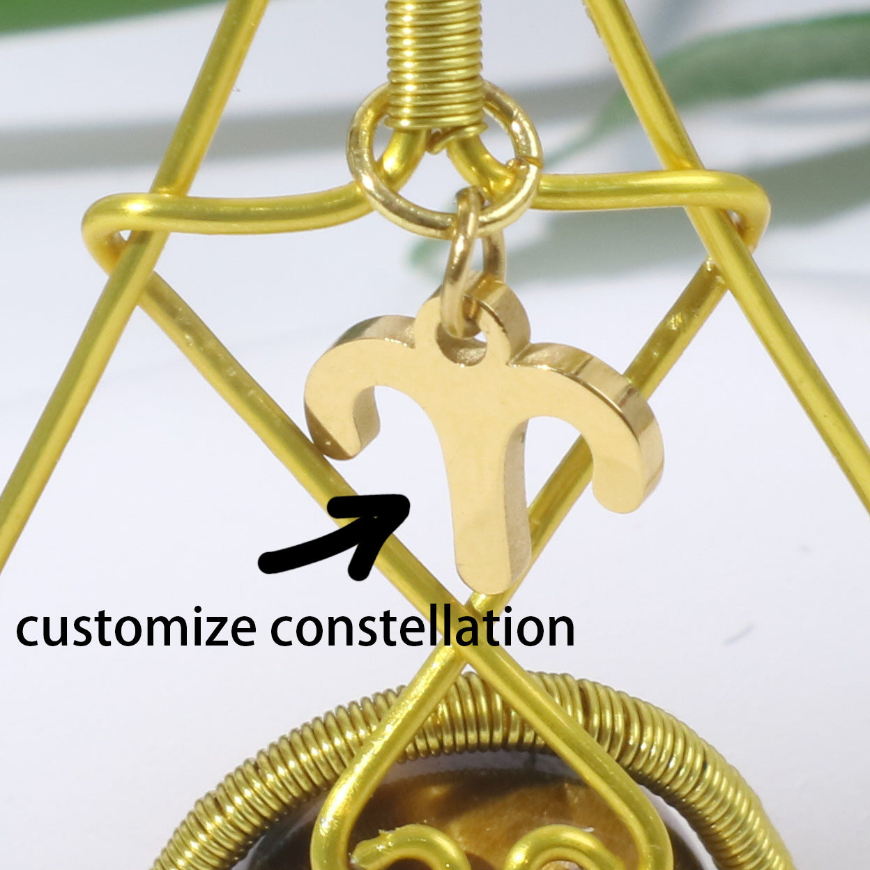 Customize Constellation, Wire Wrap Necklace, Natural Stone Beads, Trumpet Shape