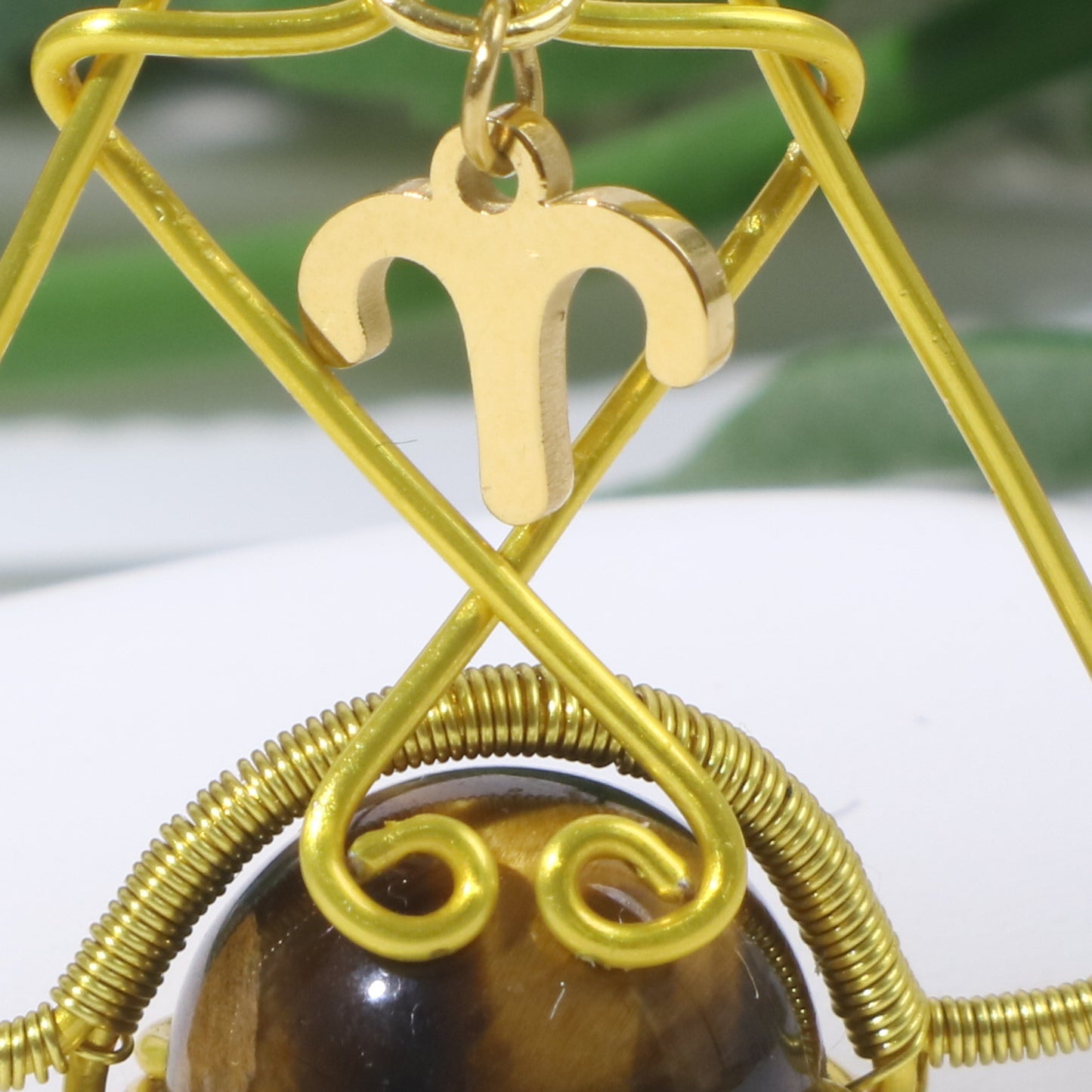 Customize Constellation, Wire Wrap Necklace, Natural Stone Beads, Trumpet Shape