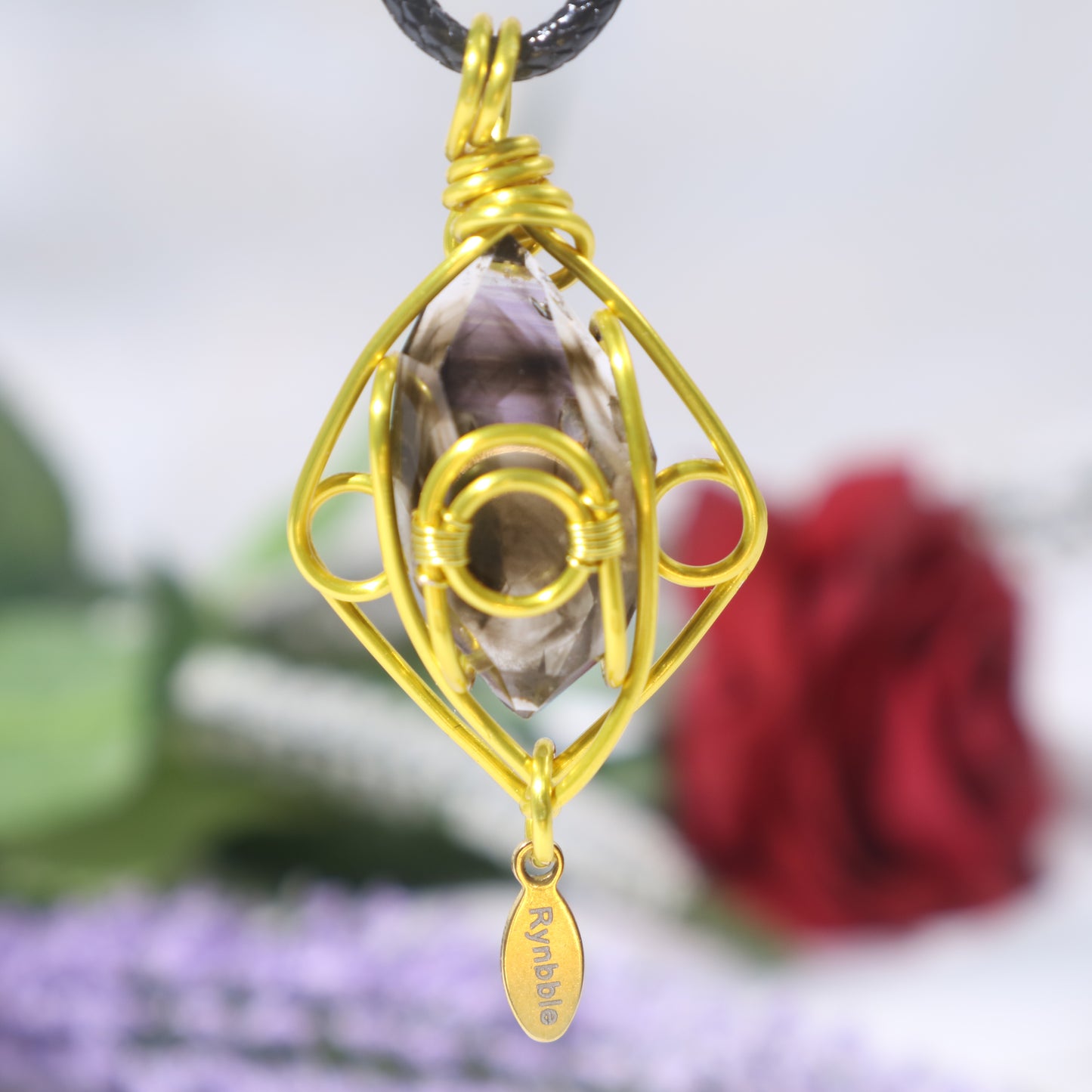 Customize Name, Wire Wrap Shining Crystal Natural Stone Necklace