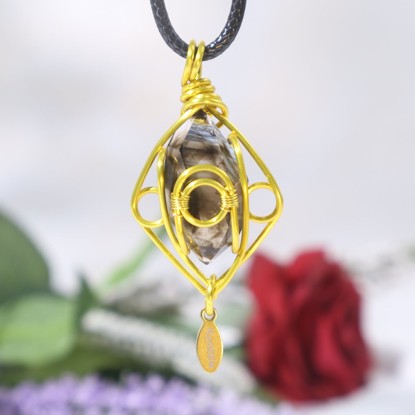 Customize Name, Wire Wrap Shining Crystal Natural Stone Necklace