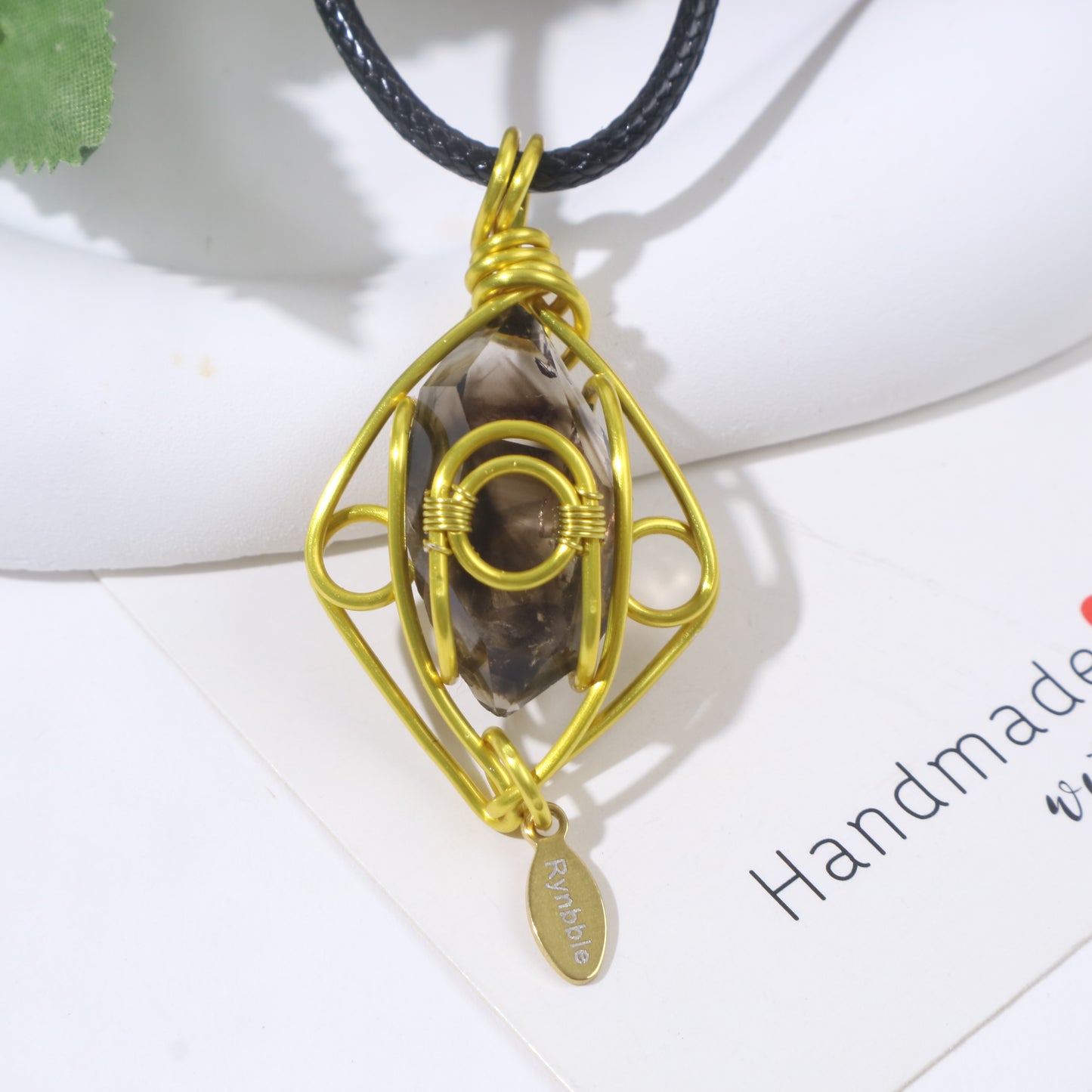 Customize Name, Wire Wrap Shining Crystal Natural Stone Necklace