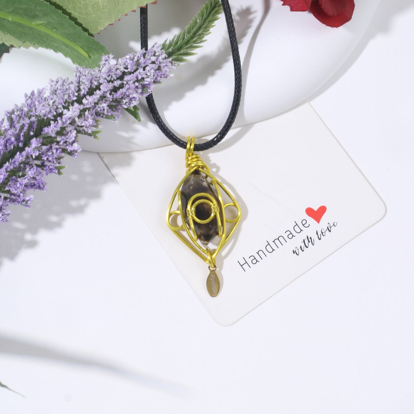 Customize Name, Wire Wrap Shining Crystal Natural Stone Necklace